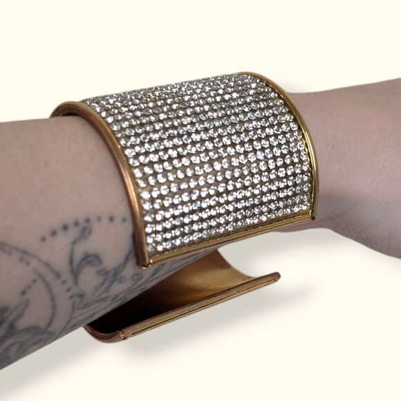 (2/$20) White Rhinestone Cuff Bracelet - Picture 2 of 5